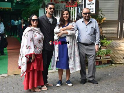 Neha Dhupia Bedi & Angad Pose For A Family Picture For The First Time With Daughter Mehr!