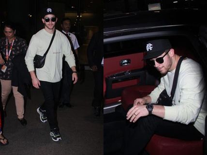 Nick Jonas Returns To Mumbai Ahead Of Reception: Spotted At Airport