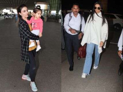 Airport Looks: Deepika Looks Like A Cool Hippy, Soha Ali Khan’s Daughter Too Cute