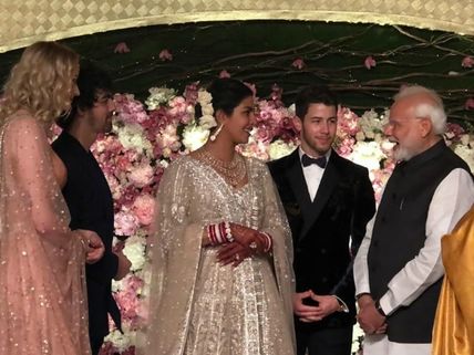 PM Narendra Modi Graces Priyanka Chopra-Nick Jonas' Reception; Shares A Laugh With The Couple [PIC]