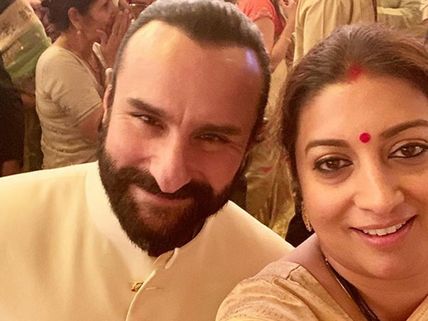 Smriti Irani Shares A Selfie With Saif Ali Khan; Says His Advice 23 Years Ago Helped Her Career