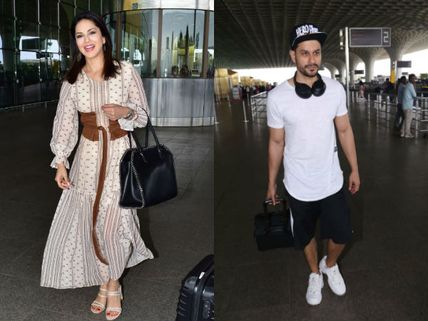 Pics! Sunny Leone Smiles For Cameras At The Airport; Kunal Khemu’s Cool Airport Look