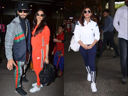 Ranveer Singh & Deepika Padukone Walk Hand In Hand At Airport; Parineeti Chopra Casual Airport Look