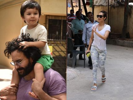 Taimur Looks Happy Getting A Piggy Back Ride On Dad’s Shoulder; Malaika Arora Snapped After Gym