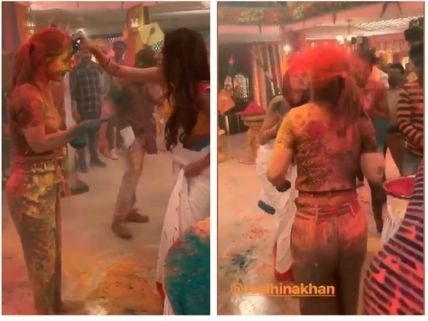 What COLD WAR! Hina Khan & Erica Fernandes Play Holi With Parth & Others On Kasautii Sets!