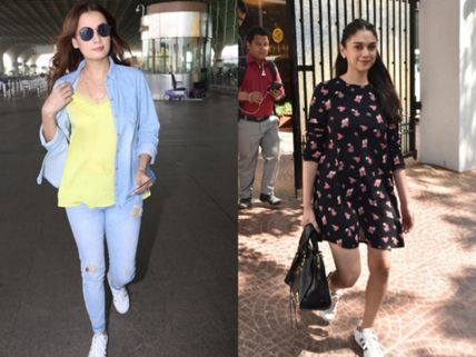 Aditi Rao Hydari Looks Very Pretty In A Summer Dress; Dia Mirza Sports A Casual Look To Airport