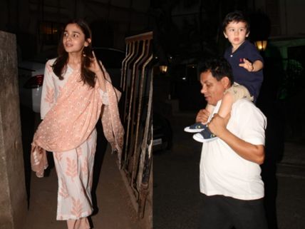 Alia Bhatt Dons A Beautiful Peach Salwar Suit; Taimur Ali Khan Gets A Piggy Back Ride