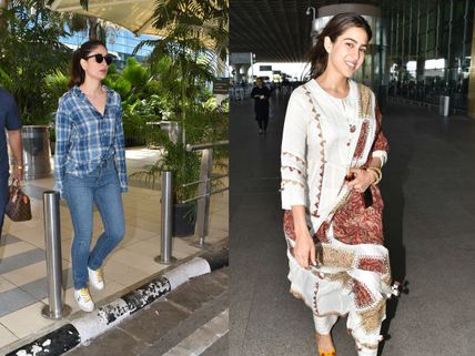 Kareena Kapoor Khan Goes Casual At The Airport; Sara Ali Khan Flashes A Beautiful Smile To The Paps