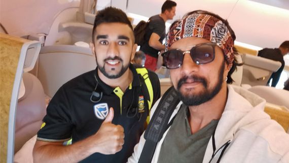 Sudeep Heads To Dubai With South African Cricket Team! Shares Frame With Players For Selfie