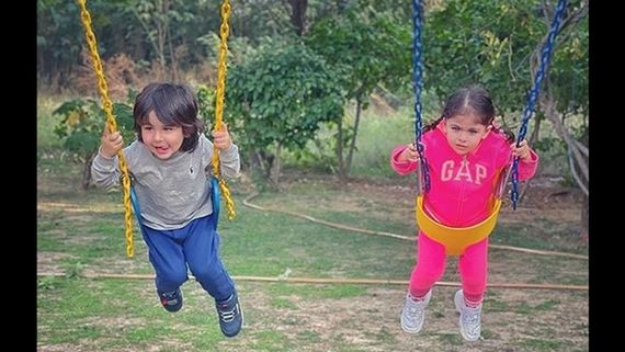 Taimur Ali Khan Enjoys Swing Ride With Cousin Inaaya Naumi Kemmu & It's Such An Adorable Sight!