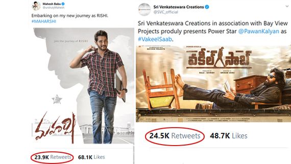 Vakeel Saab Becomes The Most Tweeted First Look Beating Mahesh's Maharshi; Congrats Power Star Fans!