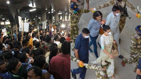 Kangana Ranaut Lands In Mumbai; Shiv Sena And Karni Sena Gather Outside Airport Amid Pandemic