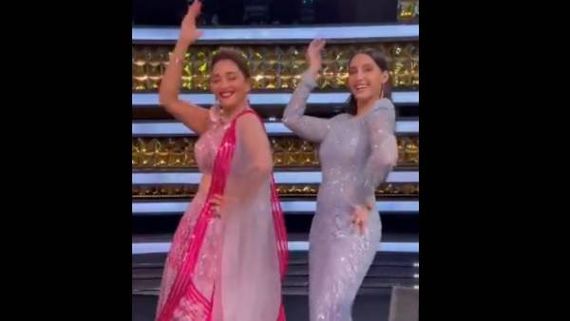 Madhuri Dixit Dances To Her Cult Song ‘Mera Piya Ghar’ With Nora Fatehi, Watch Video