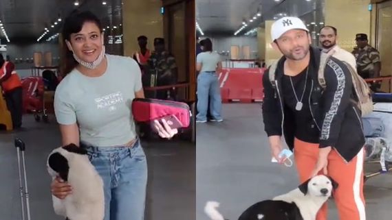 KKK 11: Shweta Tiwari & Rahul Vaidya Receive Grand Welcome From Dog Named ‘Rampal’ At Mumbai Airport [Videos]