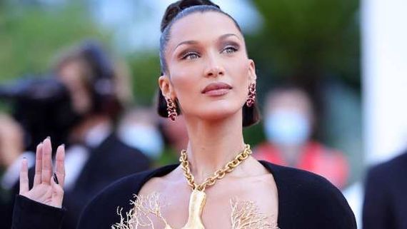 Cannes 2021: Bella Hadid's Sleek Dress And Gold Lung Necklace Nabs All The Attention 