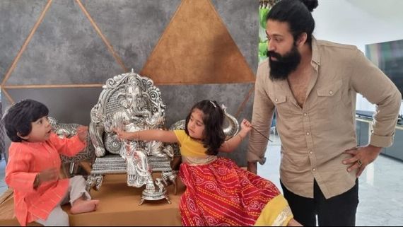 Yash And Radhika Pandit Wish Fans On Ganesh Chaturthi, Actress Shares Video Of Ayra & Yatharv From The Pooja