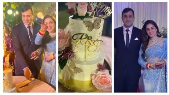 Shraddha Arya Looks Gorgeous In Blue Saree At Wedding Reception; Actress Happily Poses With Husband (PICS)