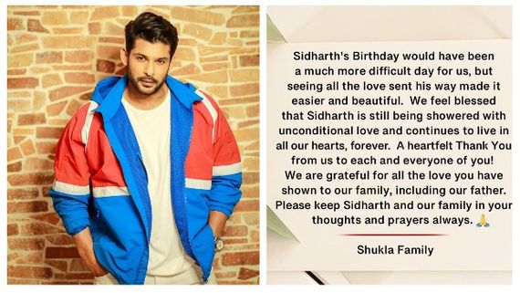 Sidharth Shukla's Family Releases Special Note Thanking Fans For Making His Birthday Special