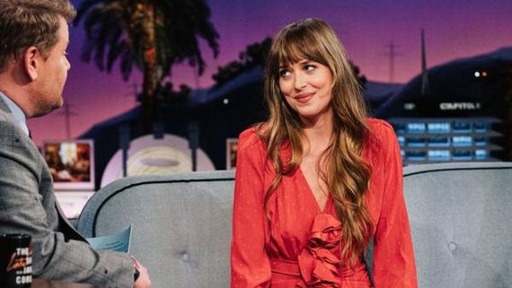 James Corden Offers Jacket To Dakota Johnson To Help Cover Her Dress, Actress Has A Hilarious Reaction