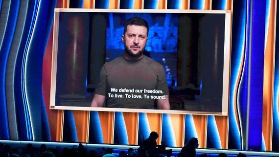 Grammys 2022: Ukrainian President Volodymyr Zelensky Appears At The Music Awards