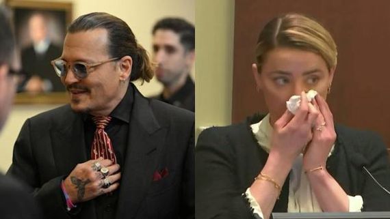Johnny Depp Laughs During Amber Heard's Testimony; Actress Spotted Posing For Camera Mid Cry