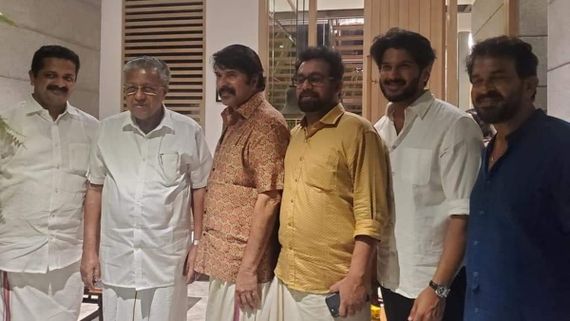 Kerala CM Pinarayi Vijayan Meets Mammootty & Dulquer Salmaan Amidst Election Campaign, See Pics
