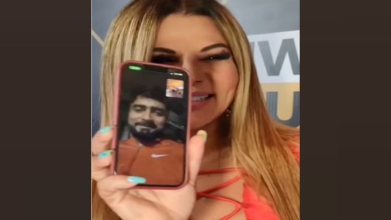 Rakhi Sawant Gives A Kiss To Her New Boyfriend On Video Call; Says ‘Meet My Sweetheart Adil’