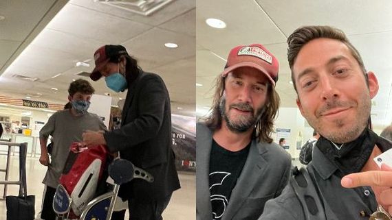 Keanu Reeves 'Happily' Replies To Young Fan's Rapid-Fire Questions At New York Airport