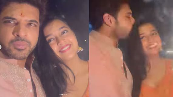 Karan Kundrra Kisses Tejasswi Prakash They Celebrate Diwali Together; PICS