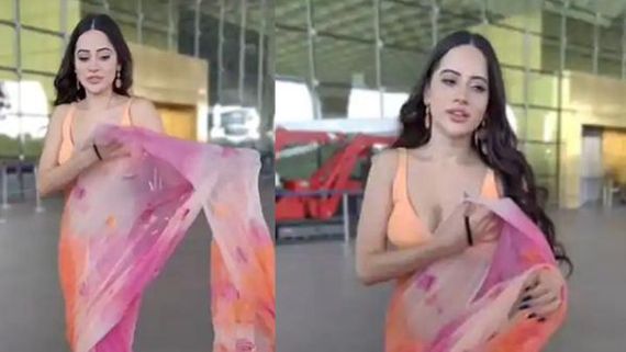 Uorfi Javed Has A Pallu Drop Moment At Mumbai Airport, People Call It An ‘Insult To Saree’; See Video