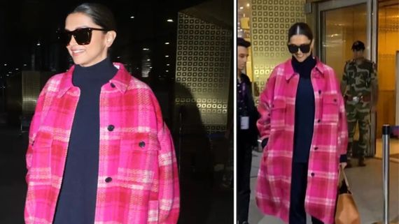 Deepika Padukone's Oversized Magenta Plaid Coat Is Sporty & Chic. Its Price Will SHOCK You
