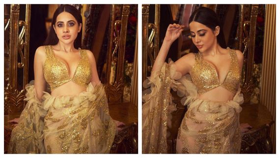 ‘I Thought She’s Allergic To Clothes’: Netizens React As Urfi Javed Radiates Charm In Golden Silk Tulle Saree