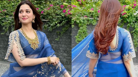 Tamannaah Bhatia Dishes Out Fresh Wedding Fashion Inspiration In A Blue Saree. Checkout Pics