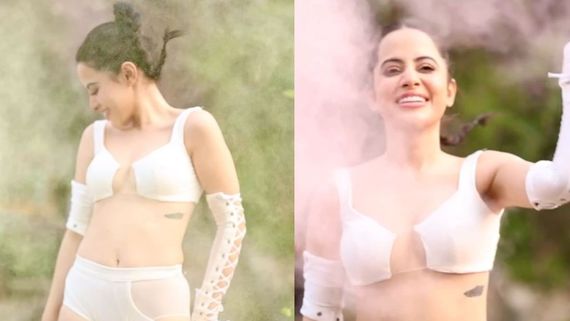 Urfi Javed Wishes Fans On Holi Wearing WACKY White Outfit; Netizens Say ‘Bandage Karva Liya..'