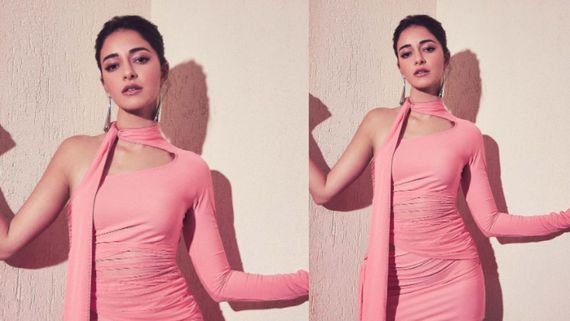 Ananya Pandey Rocks The Barbiecore Trend In Pink Mini Figure-Hugging One-Shoulder Dress. See Her CUTE Pics
