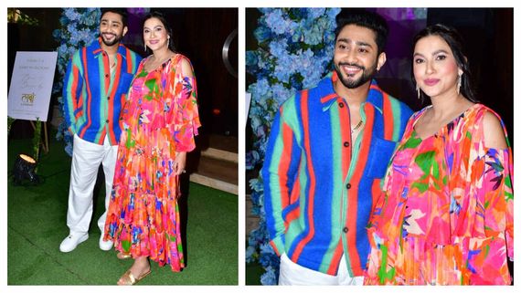 Gauahar Khan Radiates Pregnancy Glow At Baby Shower; Pose With Hubby Zaid Darbar In Color-Coordinated Outfits