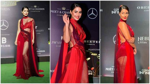 Swimming Costume Ke Upar Parda: Hina Khan Gets Compared To Uorfi Javed For Hello Hall Of Fame Awards Outfit