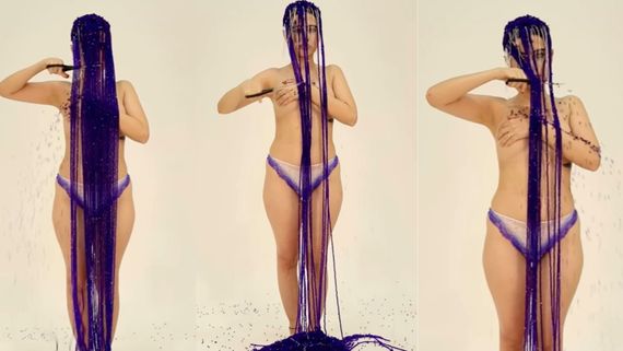 Urfi Javed Goes TOPLESS Again In New Bold Video Wearing Bizarre Purple Beaded Wig, Netizens Say, Kuch Sharam..