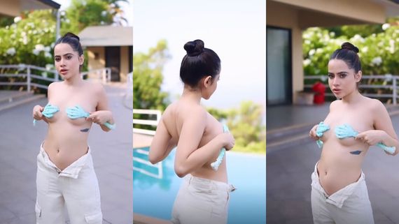 Urfi Javed Wears NOTHING; Poses In UNZIPPED Pants; Hides Her Assets With Aritificial Hands; Watch VIDEO
