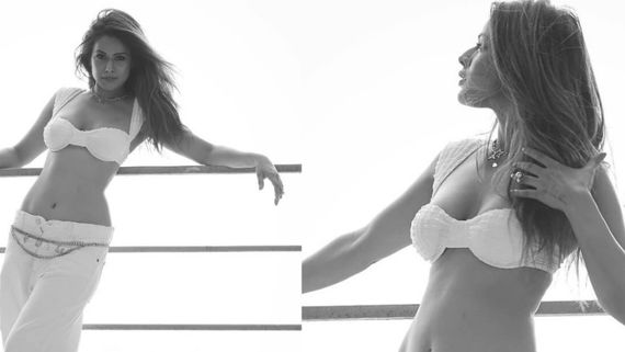 HOT! Nia Sharma Flaunts Her Hourglass figure In Raunchy Monochrome PICS Sporting White Bralette & Pants