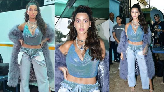 Zip Open Krke Pahnne Ka…: Nora Fatehi Dolls Up In Simmery Crop Top & Slit Jeans; Gets TROLLED