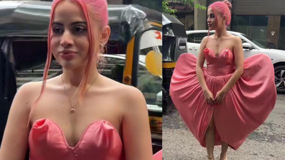 Urfi Javed Ups Barbiecore Fashion Trend In Pink Heart-Shaped Off-Shoulder Dress; Netizens Say, ‘Ajeeb Si Lag…’
