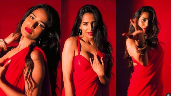 Laal Mirchi: Poonam Pandey Flaunts Bombshell Figure In SIZZLING Red Saree, Shows Off Her SEXY Moves; WATCH 