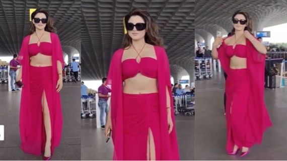 Urvashi Rautela Creates Havoc At Mumbai Airport, Makes Heads Turn With Her Bold Magenta Pink Look
