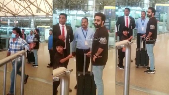 Man Of Masses NTR Jr Spotted At Hyderabad Airport As He Jets Off With His Two Boys Bhargav And Abhay.