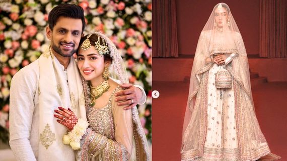 Shoaib Malik Wife Sana Javed's Nikah Look - Net Ivory Sharara To Polki Jewels; Check Out Her Bridal Ensemble