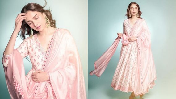 Aditi Rao Hydari Serves Ethnic Fashion Goals In Pink Chanderi Silk Anarkali Set; Can You Guess The Price?