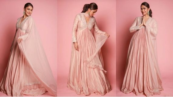 Mrunal Thakur’s Ethereal Pink Anarkali By Riddhi Mehra Worth Rs. 79,900 Is Perfect For Summer Wedding Events