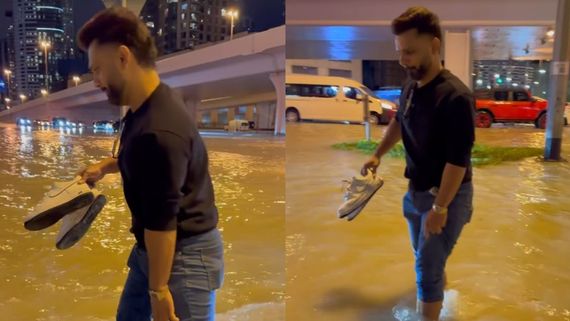 Rahul Vaidya Struggles Through Knee Deep Water In Dubai Amid Heavy Rains; WATCH