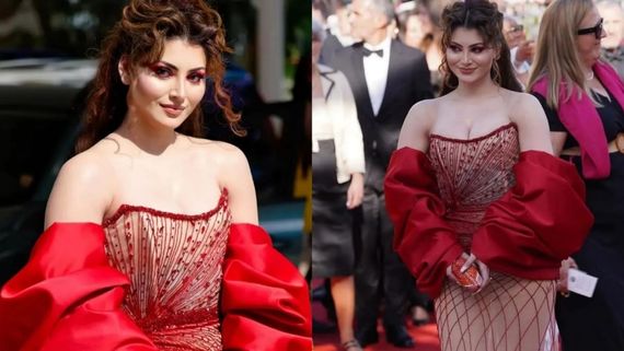 Cannes 2024: Urvashi Rautela Looks Exquisite As She Walks The Red Carpet In Strapless Red Shimmery Gown; WATCH